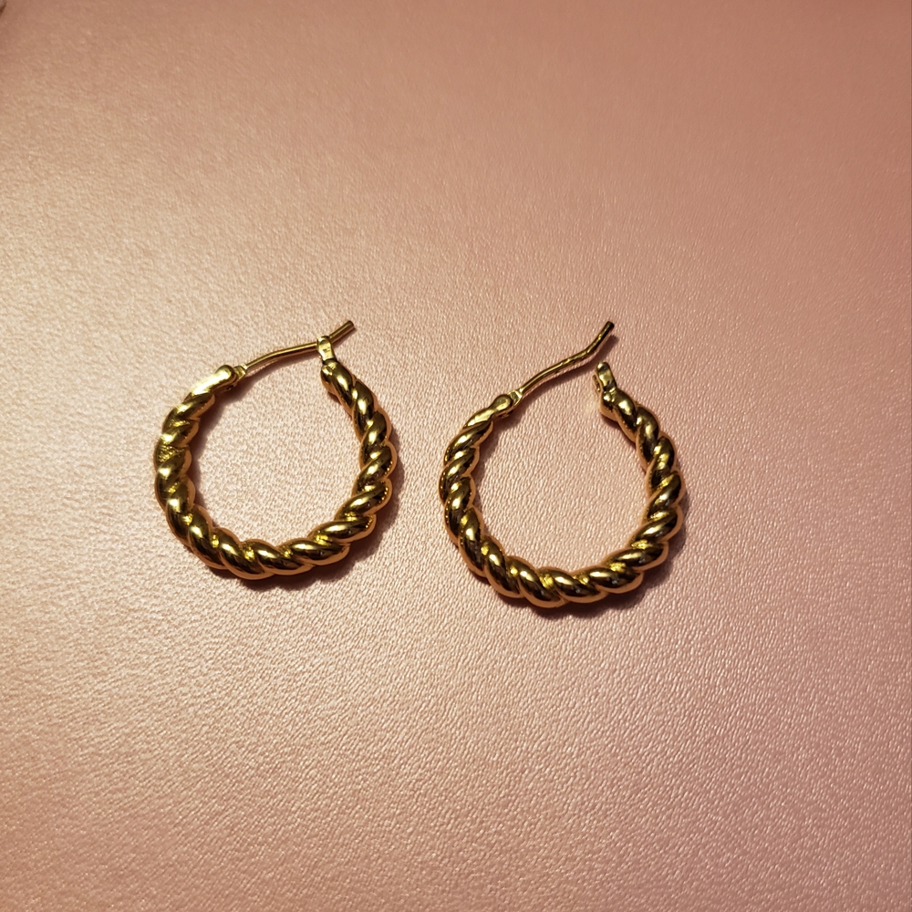 Elegant Gold Twisted Hoop Earrings
